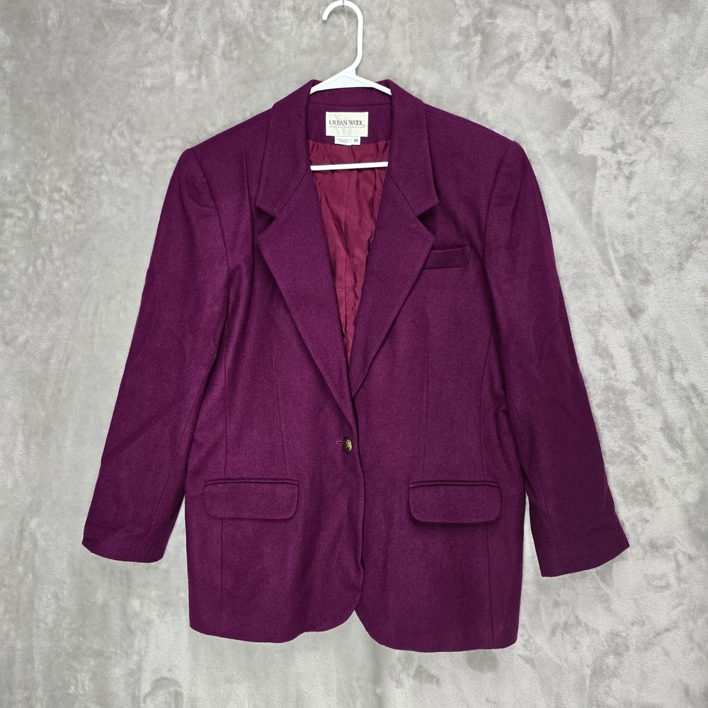 Urban Wool Merino Womens Burgundy Wool Blazer‎ Size 18 Quiet Luxury Career